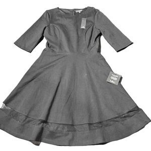 NWT Lulu's Womens Black‎ Sheer Factor Half Sleeve Mesh Skater Mini Dress Medium